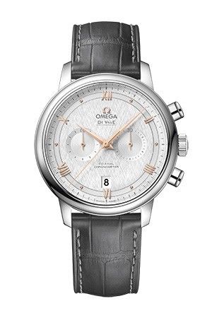 Omega De Ville Prestige Co-Axial 41 Chronograph Stainless Steel / Vintage Silver Silk / Alligator